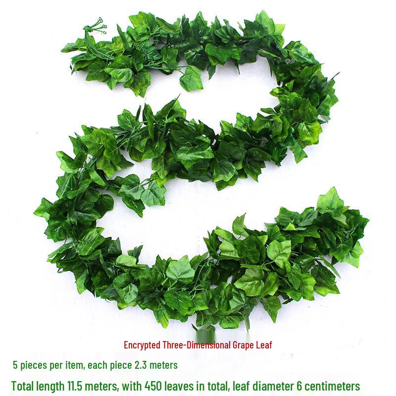 Efeutute Weinblätter Künstliche Deckenranke mit Rattan und Grünem Laub