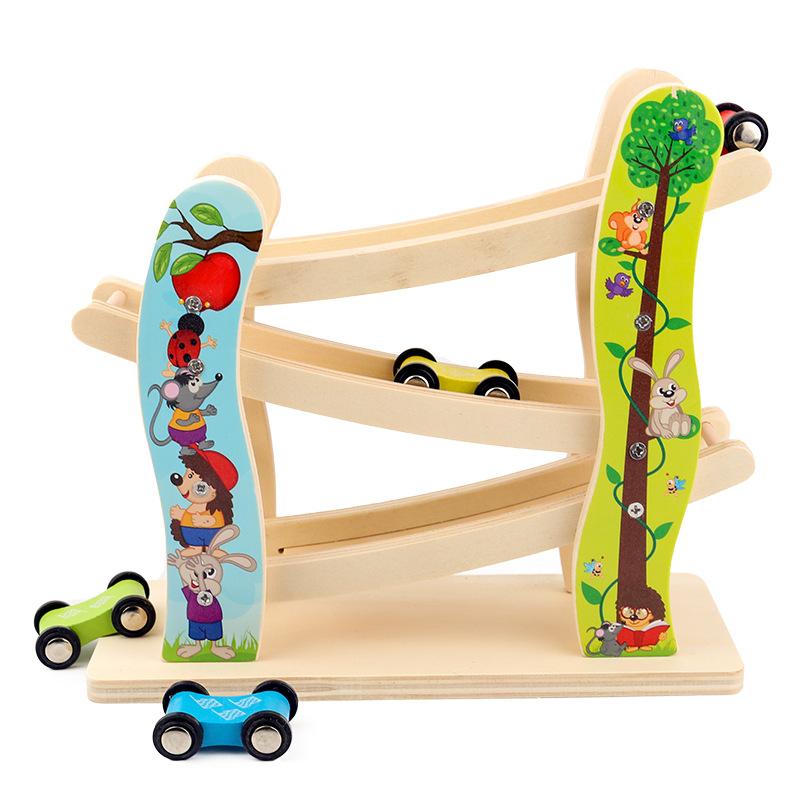 Children's Educational Early Education Wooden Toys Track Glide Educational Inertia Toys Three-Layer Ladder Toys