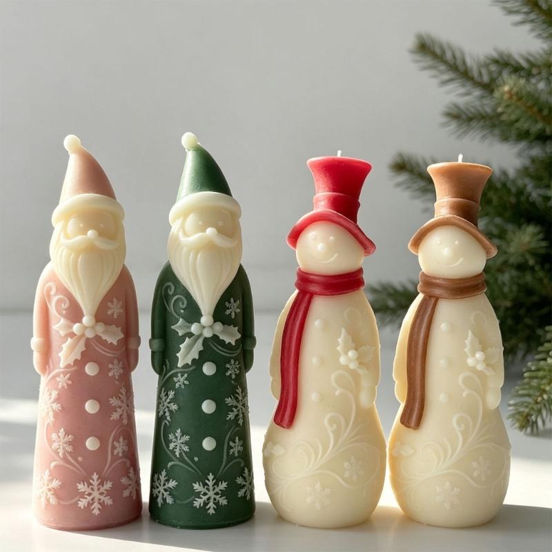 Flexible Candle Casting Form Requiring No Assembly, with Raised Christmas Character Relief for Holiday Projects