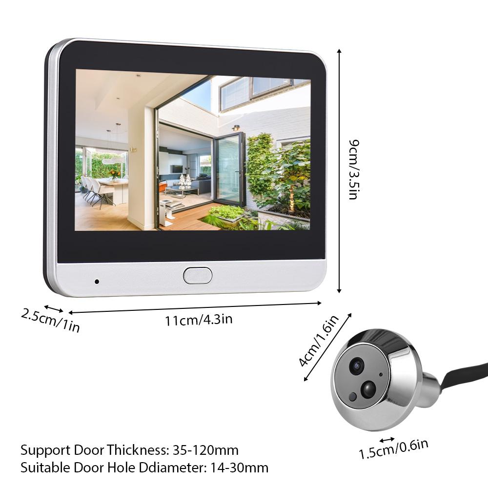 2.4G WiFi Video Doorbell Peephole Camera 4.3-inch Display Tuya APP 1080P 120 Degree Visible Surveillance Intercom Doorbell