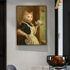 Pussy Maid Katze Personifikation Poster Wandkunst Leinwanddrucke Retro Lustige Tiere Gemälde für Wohnzimmer Heimdekor Bilder