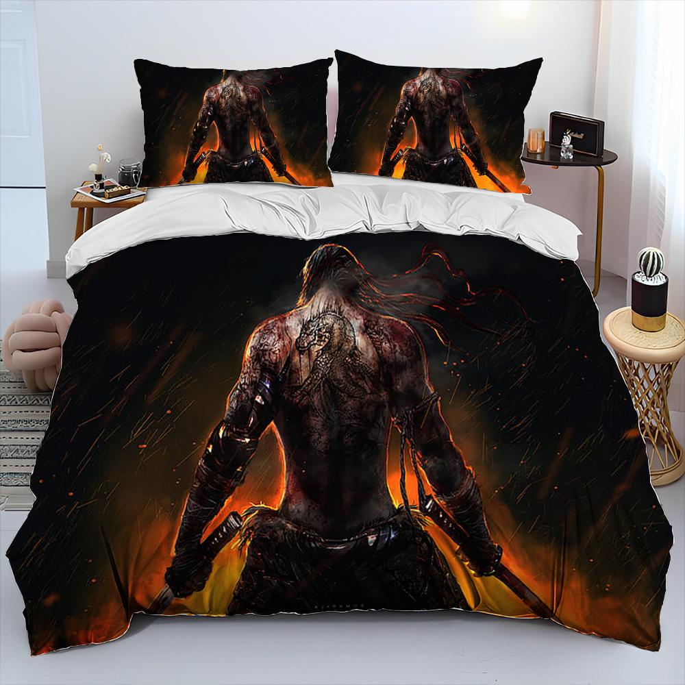 

3D Sekiro:Shadows Die Twice Game Comforter Bedding Set,Duvet Cover Bed Set Quilt Cover Pillowcase,king Queen Size Bedding Set EU Twin 135x200cm