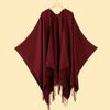 Street women's scarves are versatile in autumn and winter, air-conditioned rooms are warm and dual-purpose, monochrome fringed shawl cape