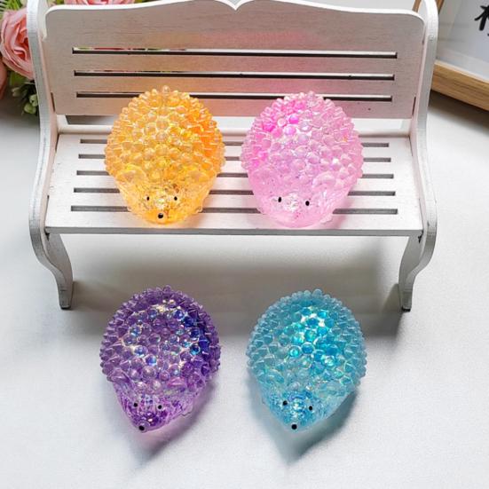 Yousheng Mini Hedgehog Squeeze Toy with Glitter, Soft Stretchy Clear Rabbit Sensory Toy, Anxiety Relief Sugar Stress Ball Fidget Toy