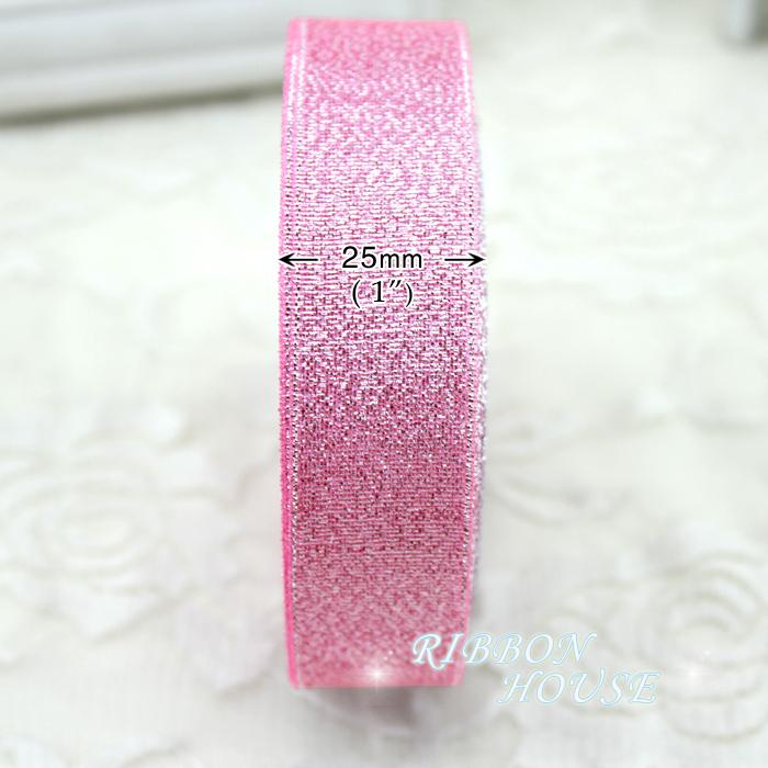 (25 yards/roll) 1'' (25mm) Pink Metallic Glitter Ribbon Colorful gift package ribbons