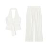 Knot Hanging Collar Lace-up Vest Vest 1608130 Pleated All-Match Wide-Leg Casual Trousers 1608030