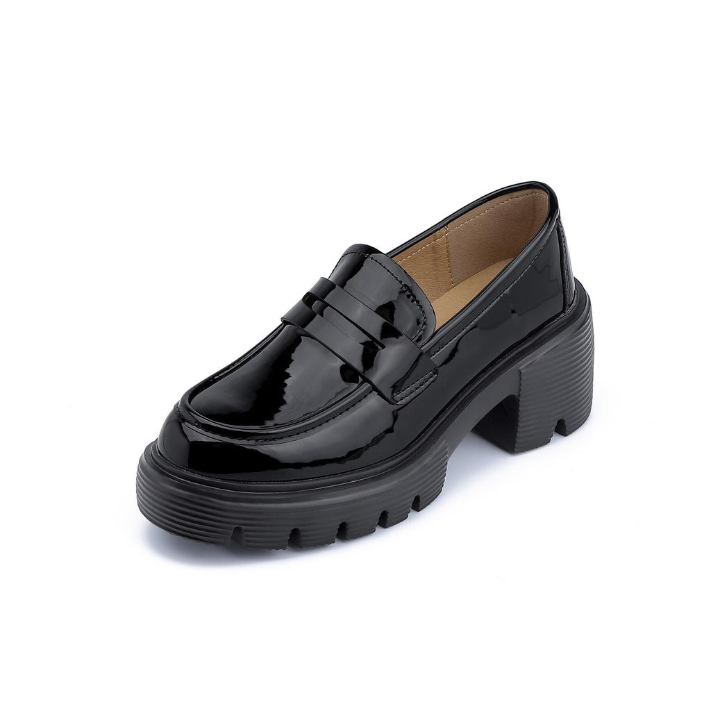 2025 Spring Festival new platform loafers for women, high-end wear, small height increase, uniform small leather shoes for women