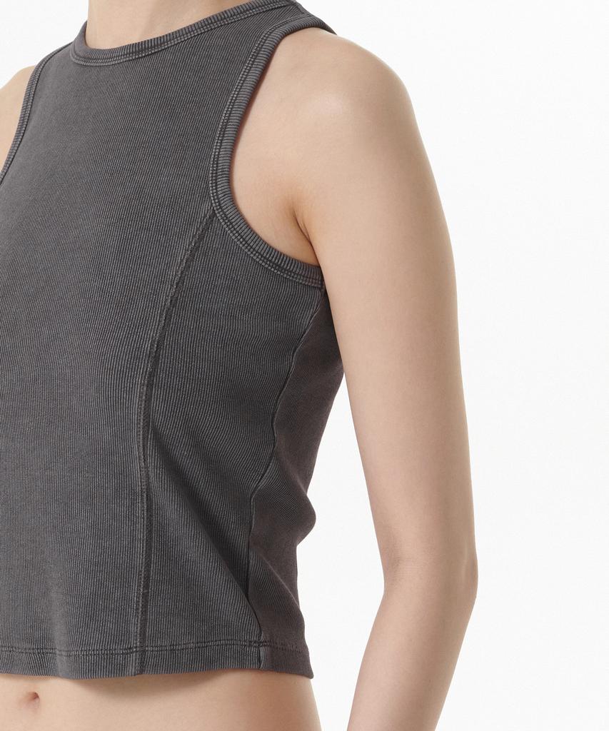 MUSINSA STANDARD WOMAN Women'S Ribbed Pigment Racer Back Tank Top [Dark Grey]