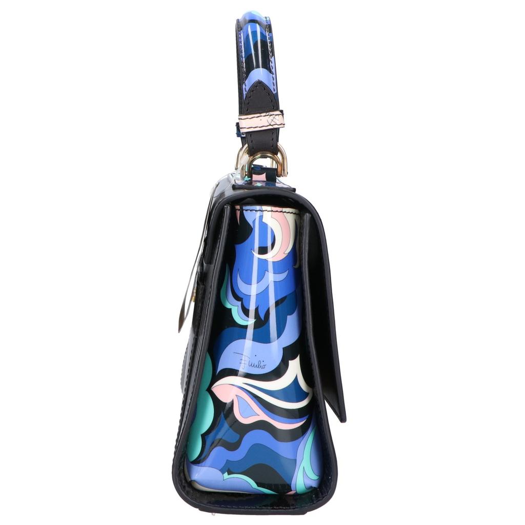 Emilio Pucci [8RBC21] Patent Leather Pucci Pattern 2-Way Shoulder Bag Handbag blackUsed