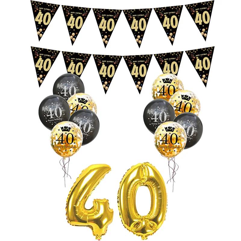 30th 40th 50th 60th Birthday Decorations Number Balloons Birthday Hanging Banner Flags for Adult 30th Anniversary Supplies