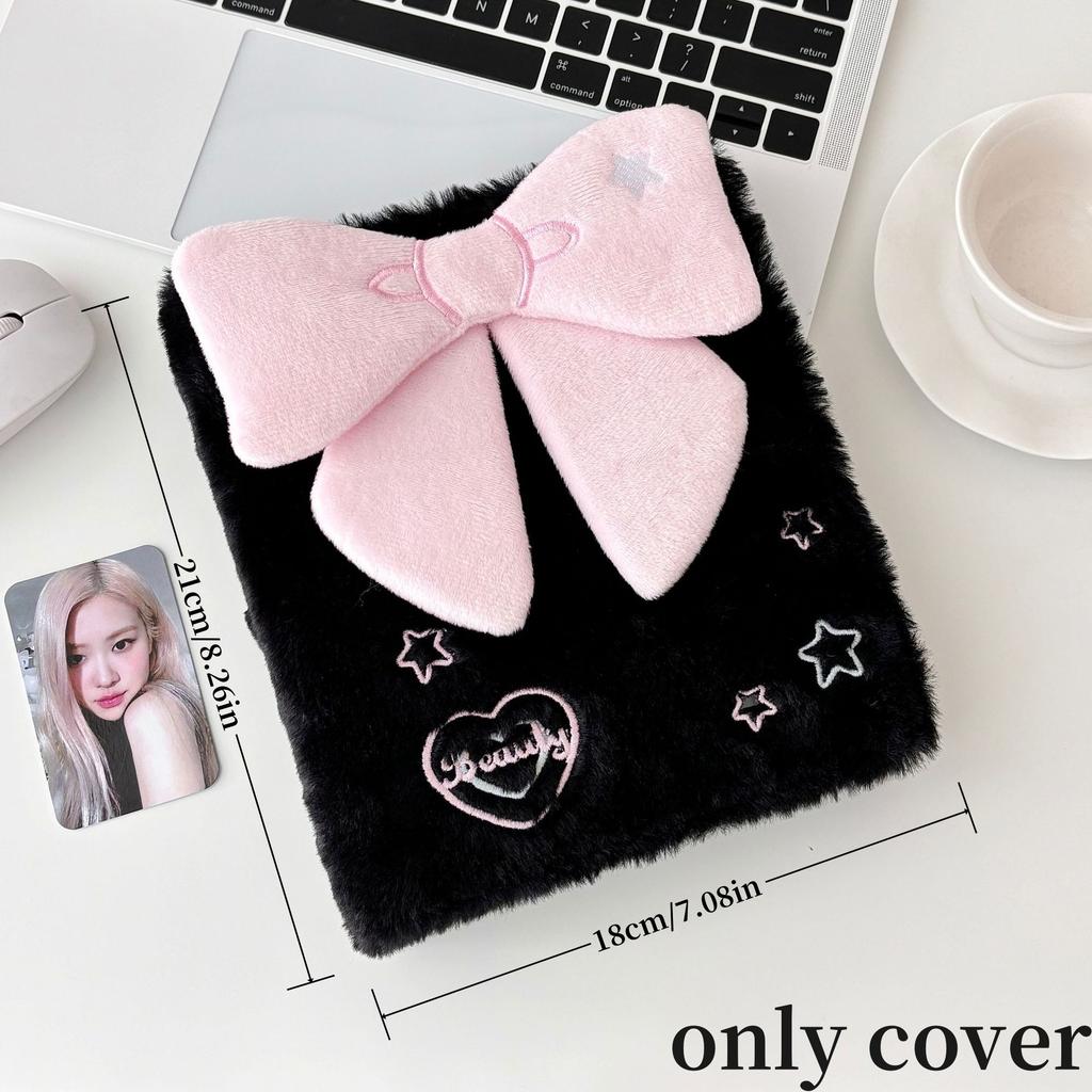 A6 Bow Plush Binder Pocards Holder Cute Girl Ins Idol Card Kpop Po Album Collect Loose-Leaf Card Storage Cover Stationery Quality