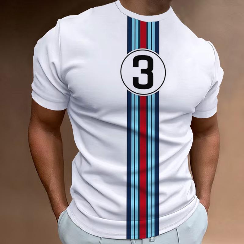 Summer Vintage T Shirt Mens 3D Racing Print Holiday Tops Outdoor Street T-Shirts Oversized Short Sleeve Tee Shirts Male Clothing