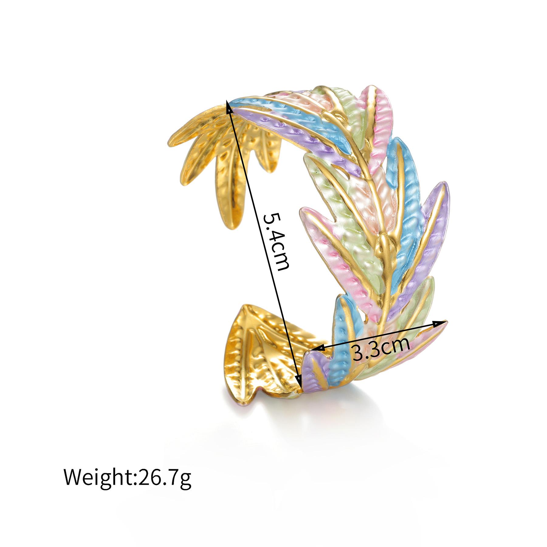 

Atoztide New Trendy Exaggerate Wide Bracelet for Women Stainless Steel Adjustable Colorful Open Bangle Christmas Jewelry Gift