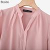 ZANZEA Women Casual V-Neck Loose Long Sleeve Blouse