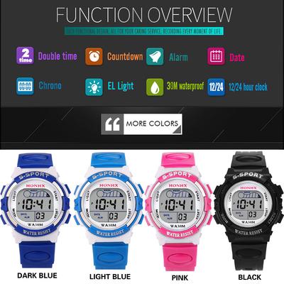 Wasserdichte Kinder Jungen Digital LED Sportuhr Kinder Alarm Datum Uhr Geschenk