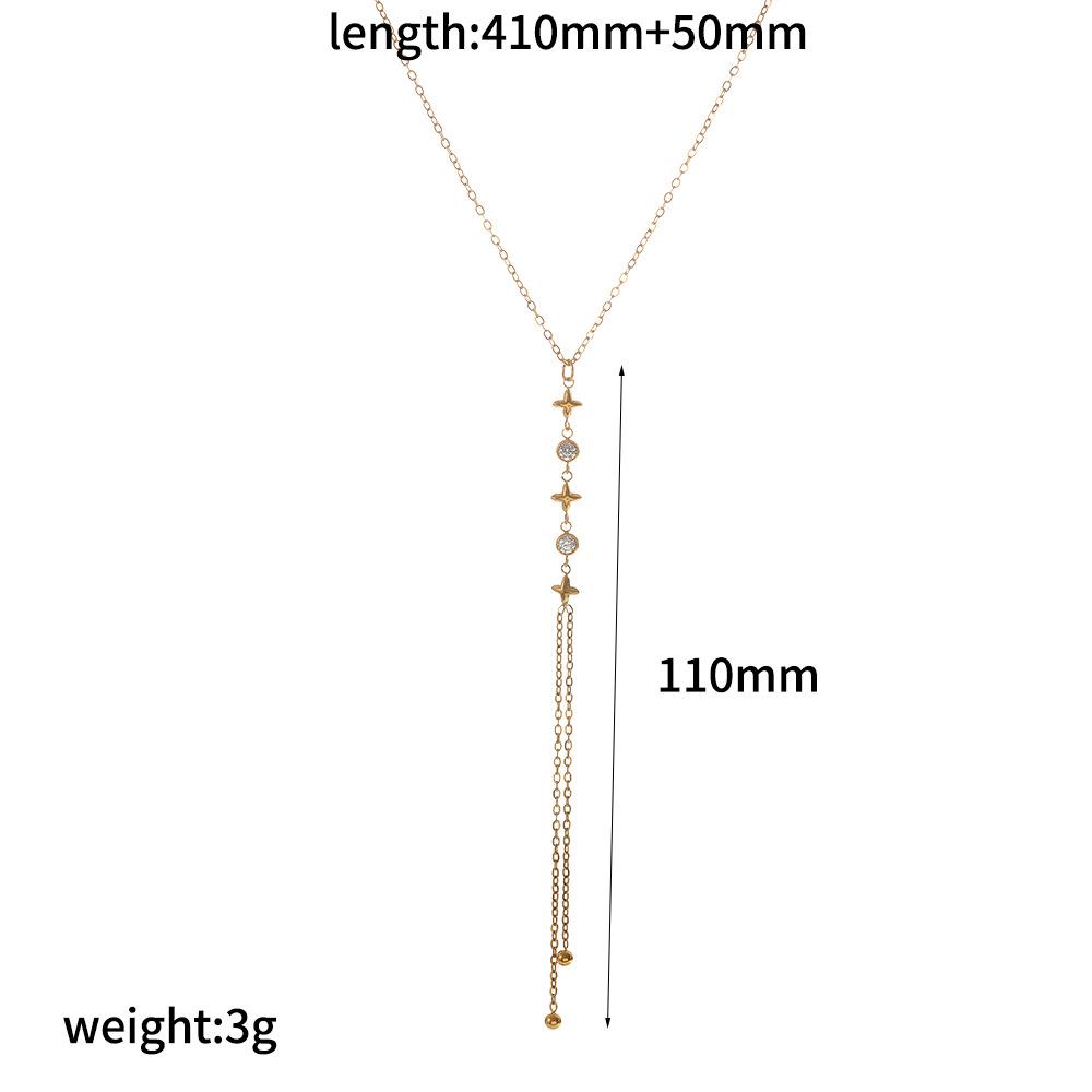 Fashion Necklace with Zircon 18K Gold Plated Stainless Steel Dainty Gold Y-Shaped Pendant Choker Jewelry for Women