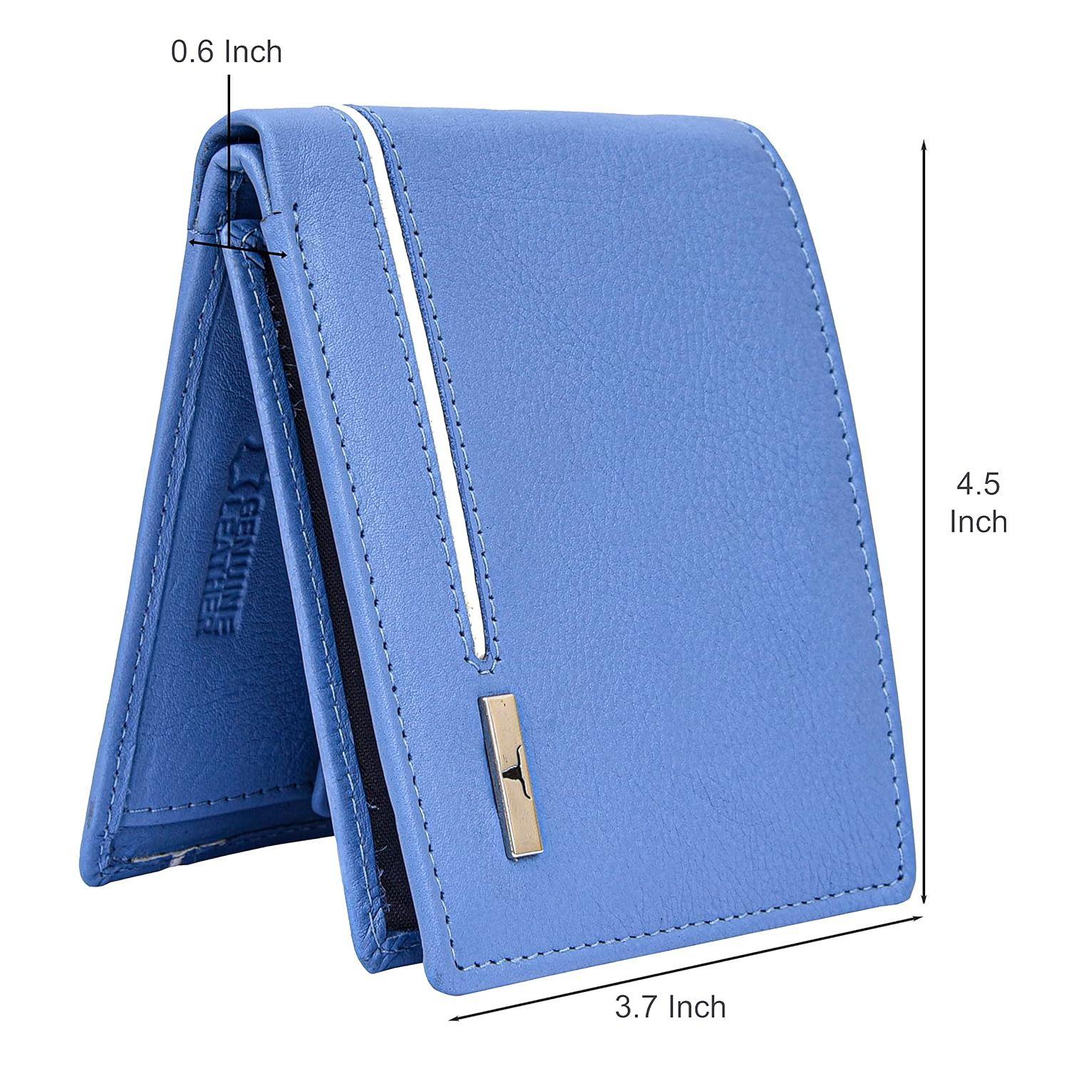 Светло-синий белый кожаный мужской кошелек Stag светло-синий/белый — фото 5