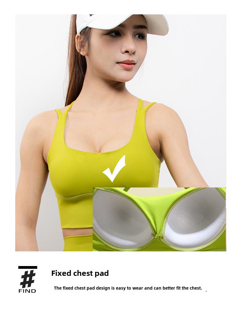 Women's Yoga Set: Spaghetti Strap Sports Bra with Fixed Pads & High Waist Fitness Pants