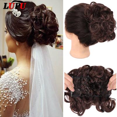 Synthetic Comb Clip In Curly Hairpiece Hair Extensions Chignon Hair Bun Ombre Blonde Elastic Hair Bands For Women