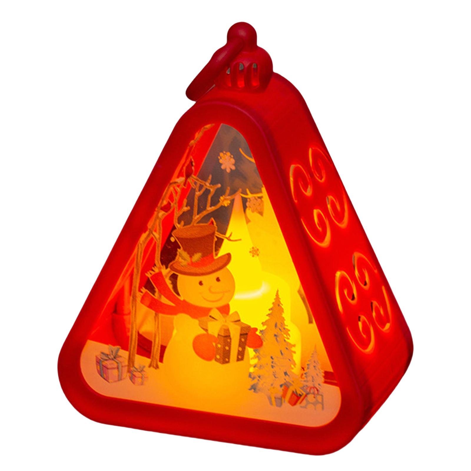 Christmas Decor Mini Christmas LED Triangle Lantern Christmas Retro Night Light Indoor Table Ornaments Holiday Decor Gift