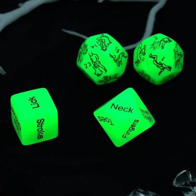 1 Set of 4 Marbled Engraved Glow-in-The-Dark Dice Set, Adult Polyhedral Game Accessories
