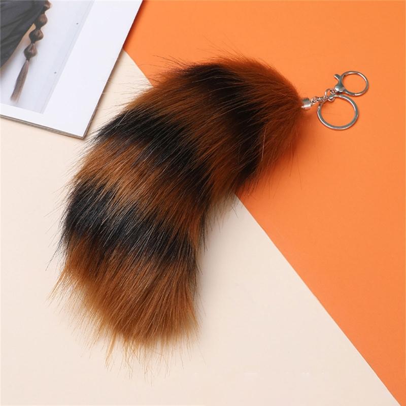 Plush Foxes Tail Keychain Soft And Cute Accessory Plush Keyring Decors For Bags Keys Or Home Decors 18cm Long
