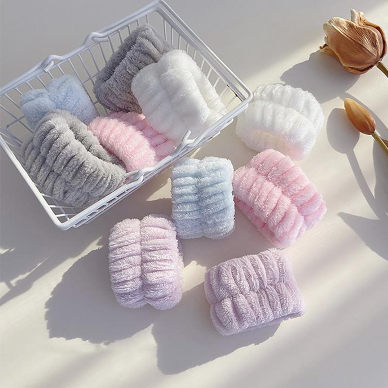 2PCS Reusable Spa Wrist Washband Soft Microfiber Towel Wristbands For Washing Face Women Girl Yoga Running Sport Wrist Sweatband