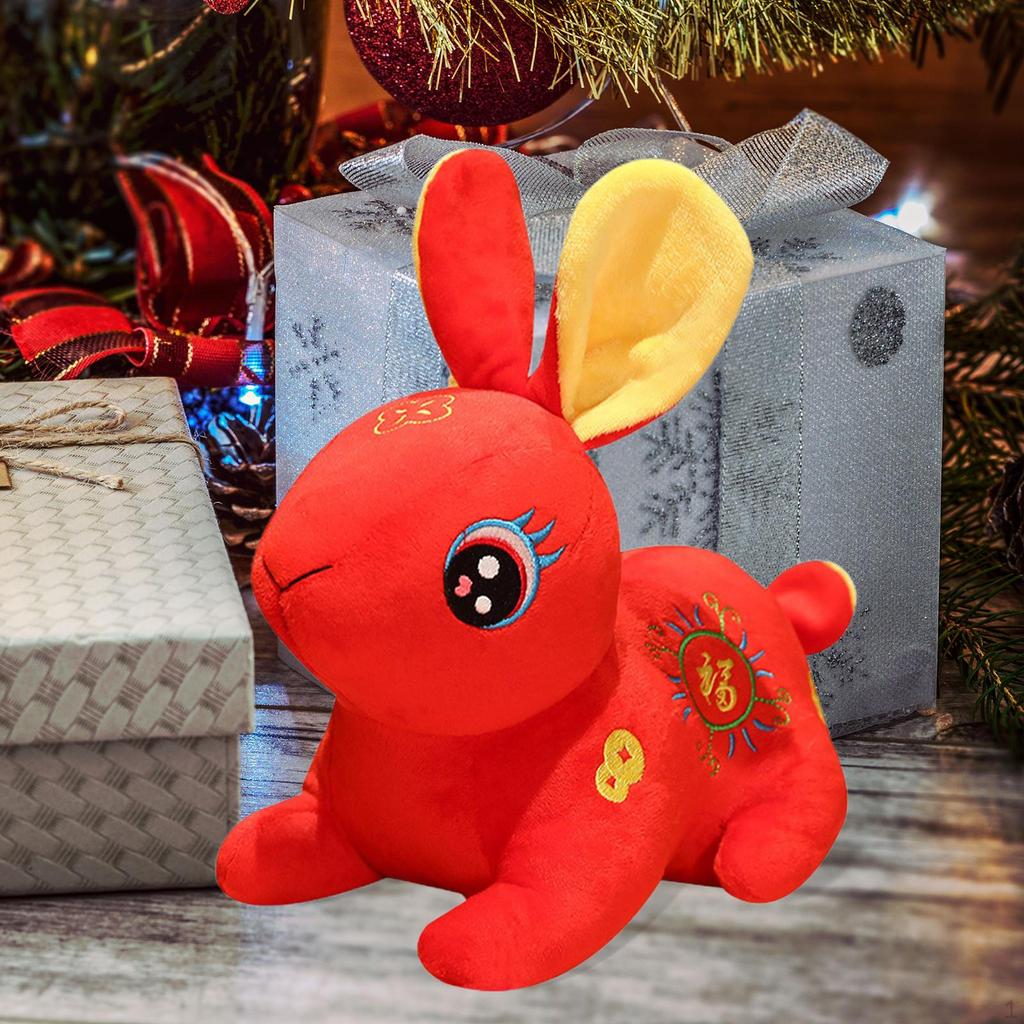 Chinese Lunar Year Simulation Stuffed Animal Doll, Toy Throw Pillow Bunny Figurine for Car