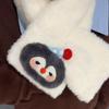 Cute Fish And Penguin Scarf Student Cartoon Seal Cross Furry Scarf Neck-Protecting Kawaii Girls Winter Warm Plush Scarf