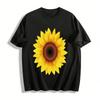Vintage Sunflower Print Casual Short Sleeve T-Shirt Unisex Daily Top Pure Cotton T-shirt
