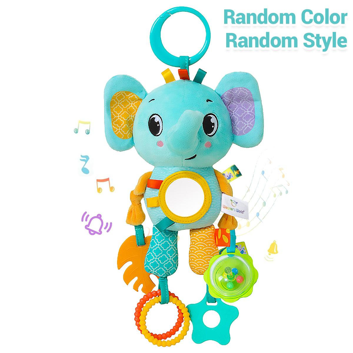 

2026 Soft Hanging Crinkle Squeaky Sensory LearningToy Stroller Car Seat Crib Travel Plush Animal Wind Chime with Teether Boys Girls