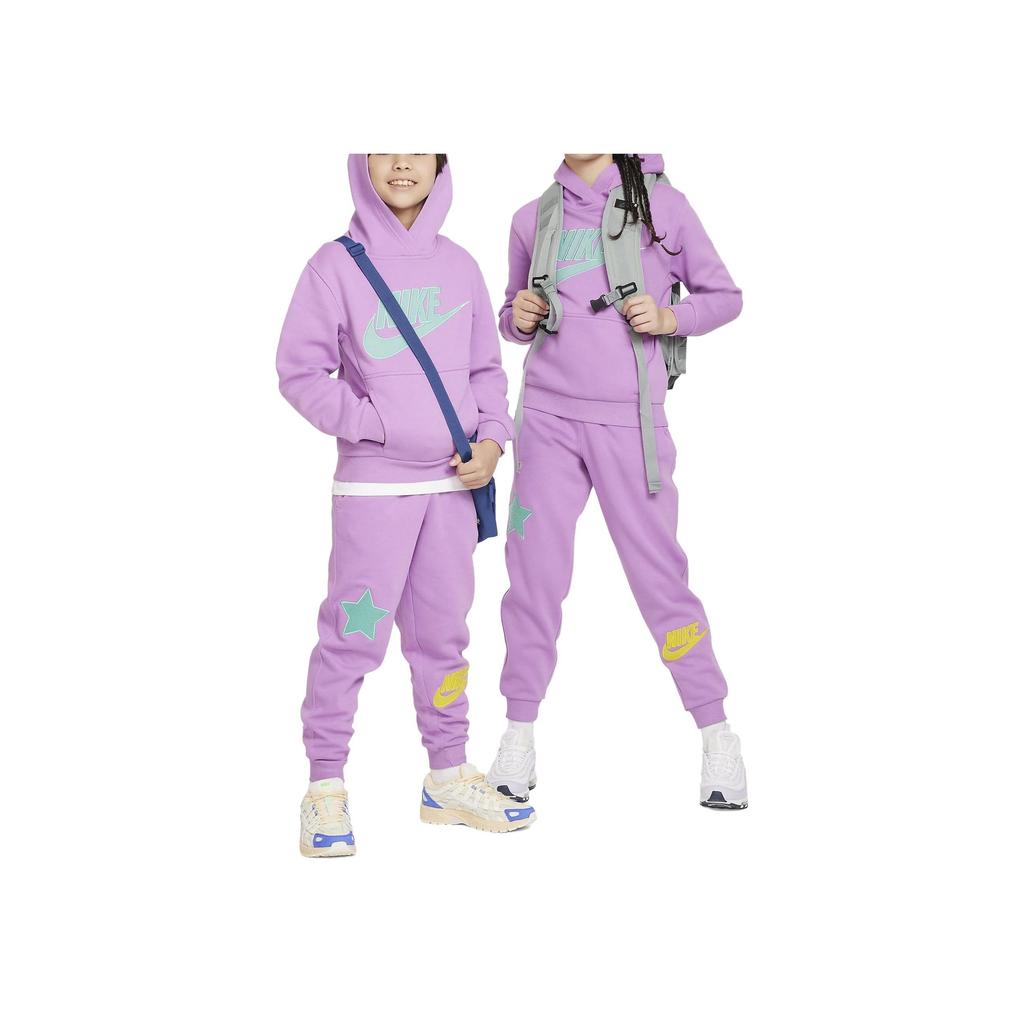 Nike Kids Logo Print Hooded Sweatshirt Kids Sweatshirt Purple Red FD3029-532