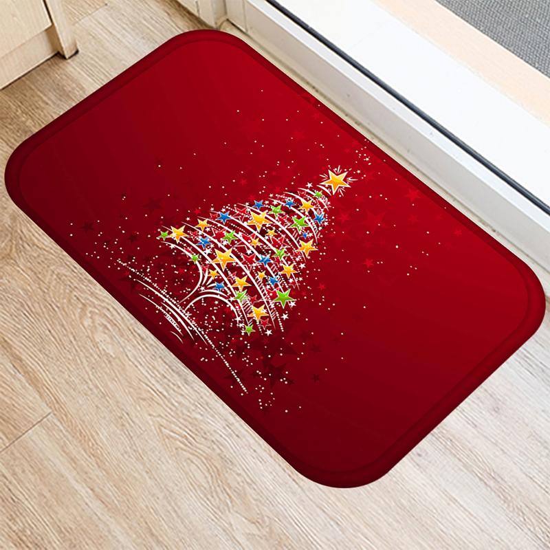 Merry Christmas and New Year Home Decoration Entrance Door Mat Bathroom Kitchen Non-Slip Floor Mat Living Room Hallway Carpet