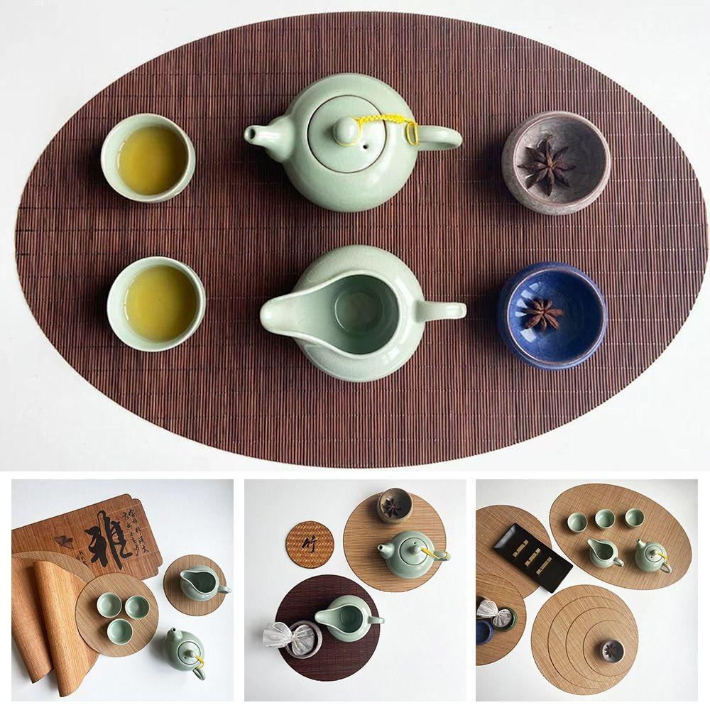 Oválná bambusová podložka na čaj Jemně tkaná bambusová podložka na čajový obřad Bambusová podložka Slavnostní použití