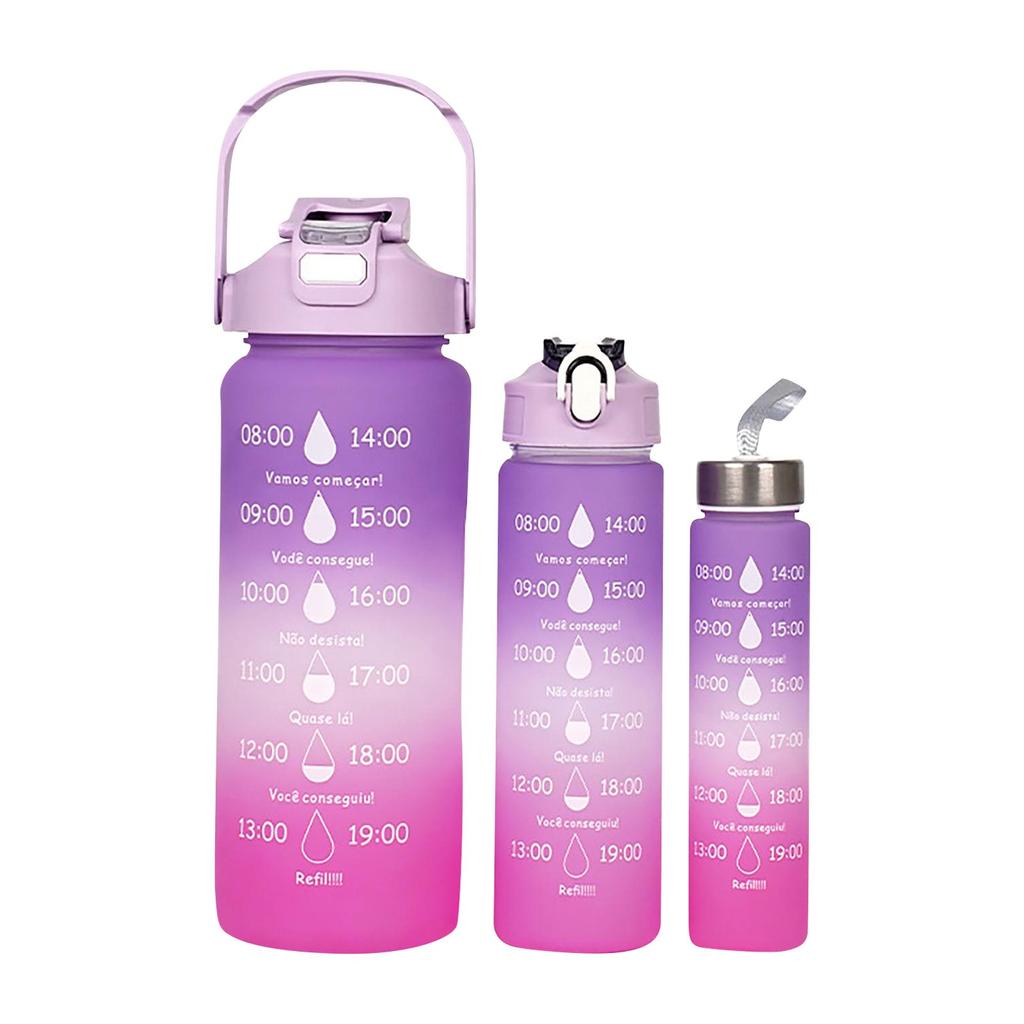 3-teiliges Set mit Farbverlauf-Plastikbechern, große Kapazität, Sport-Wasserflasche für den Außenbereich, Reise-Fitnessstudio, Fitness, Student, tragbarer Becher