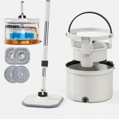 HoMettler Rotating Waste Water Separation Mopping Water Saving Squeegee Gentle On Adjustable 4 Round and Square Replacement Safety Wipe Cleaning Mop,