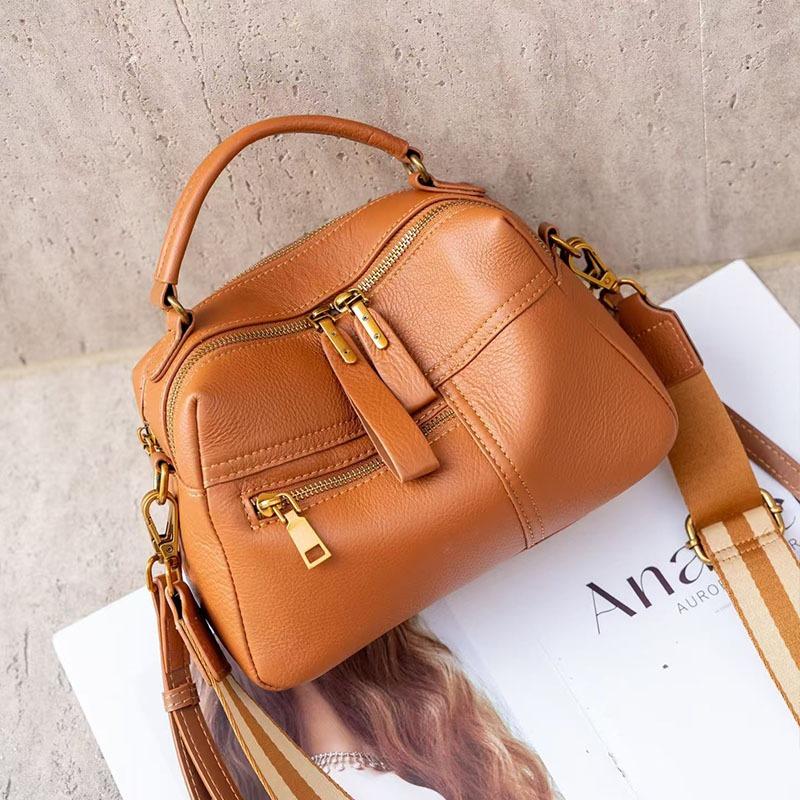 Echtleder Damen Tasche Große Kapazität Einzelne Schulter Brötchen Oberste Schicht Rindsleder Mama Tasche Pendlertasche Alles
