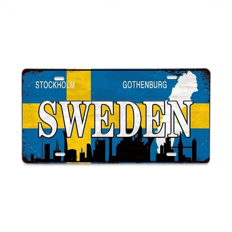 Retro Car 2D Metal Sign, Aluminum Wall Decor 15x30cm