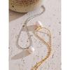 Yhpup Exquisite Thin Chain Natural Freshwater Pearl Pendant Necklace for Women Stainless Steel Fashion Collar Jewelry Gift