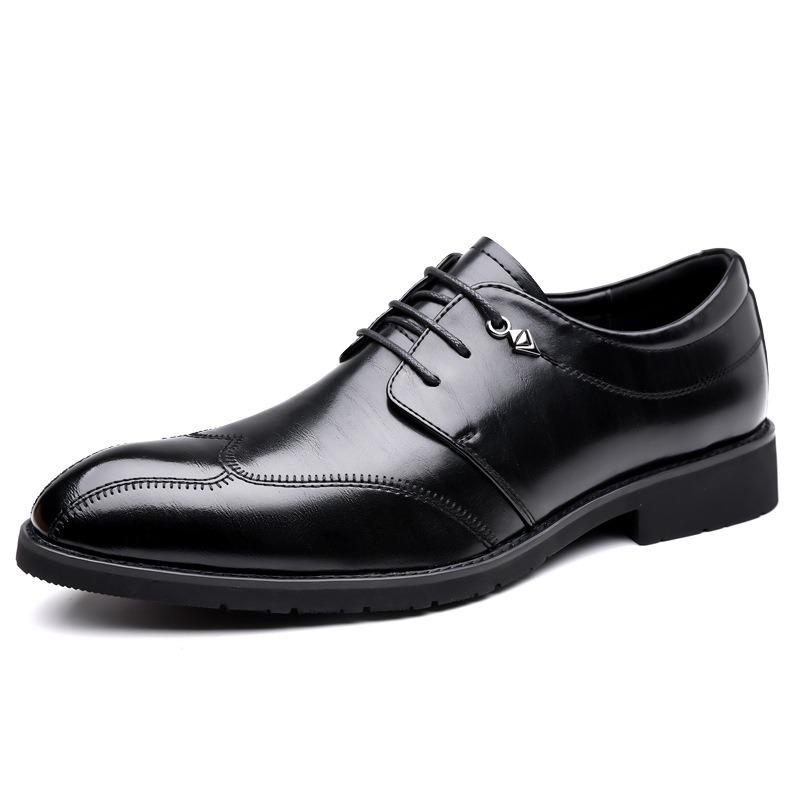 Business Leather Shoes Men's Trendy New Leather Casual Men's Shoes Pointed Cowhide Wedding Shoes Fashion Dress Suit Shoes
