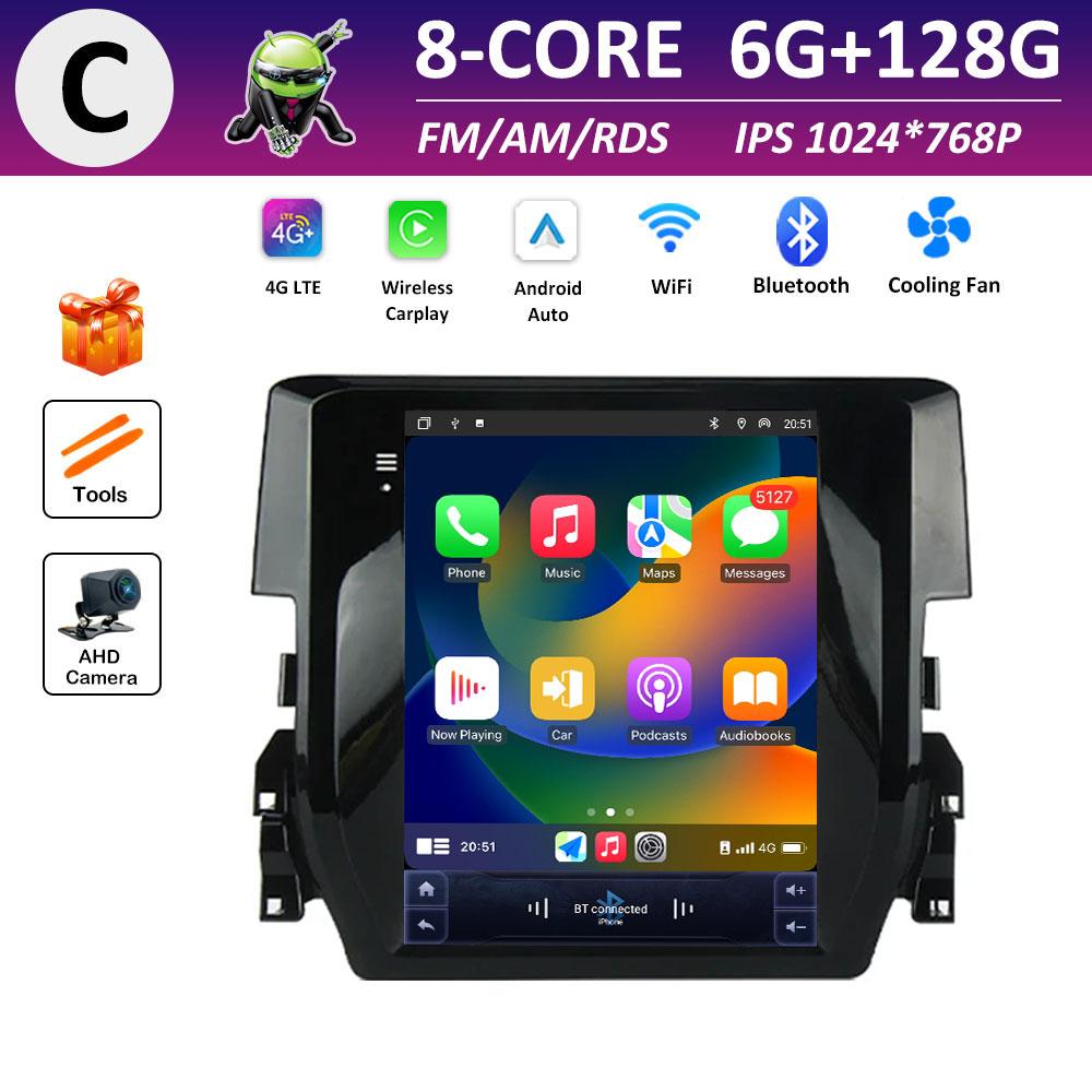 Android Intelligent System Bluetooth for Honda Civic 10 FC FK 2015 2016 2017 - 2020 IPS Touch Screen DSP Stereo Accessories WIFI