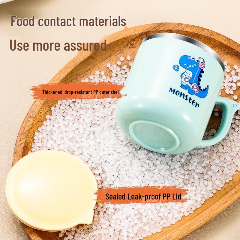 304 Stainless Steel Leak-Proof Insulated Kids' Water Cup with Lid and Cartoon Design