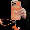 Lucky pony lanyard is suitable for Apple 17promax mobile phone case mate80 electroplating sticker 16 high-value girls