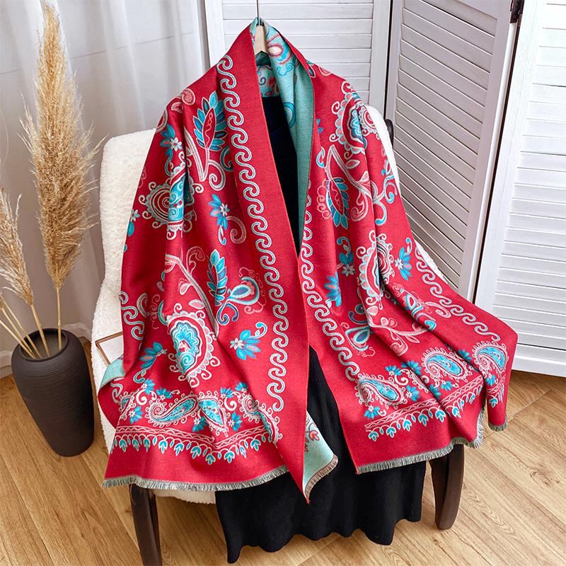 Design Paisley Printed Cashmere Scarf Women Winter Pashmina Shawls And Wraps Thick Warm Bufanda Stoles Blanket Luxury