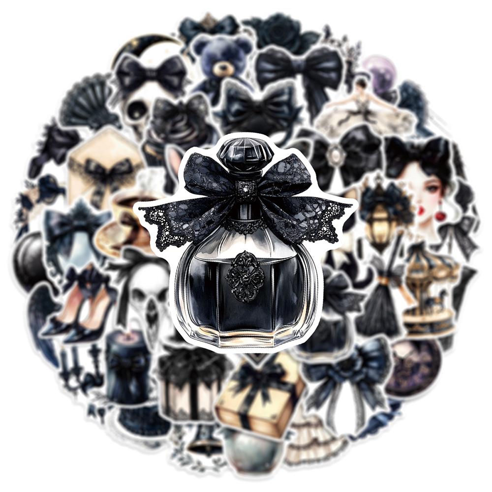 10/30/50pcs Dark Gothic Bowknot Cartoon Stickers Aesthetic Decoration Decals DIY Phone Stationery Guitar Waterproof Sticker Toys