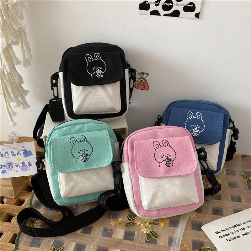 Canvas Shoulder Women's Bag Small Fashion Messenger Crossbody Bag for Girl Students Cotton Cloth Female Handbags