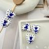 5pcs/set Small Heart Shape Ceramic Beads Double Sided Porcelain Beads  Bracelet