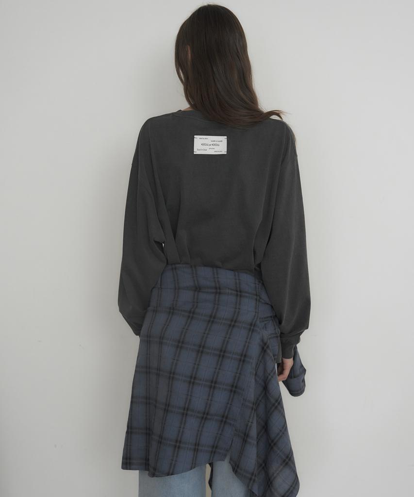 Mosyupamosyu Pigment Oversized Long Sleeve T-Shirt [Charcoal]