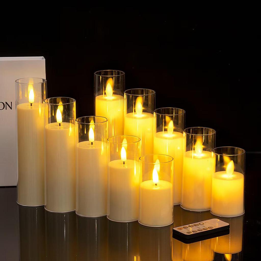 LED Electronic Candle Light Strip with Transparent Lampshade for Bar, Restaurant, KTV, Party, and Outdoor Camping Decor.
