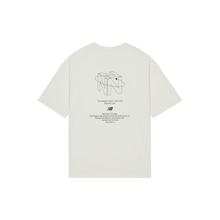 

New Balance Повседневная спортивная дышащая футболка с круглым вырезом с коротким рукавом Мужские топы Белый AMT13372-IV